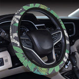white bengal tigers tropical plant Car Steering Wheel Cover