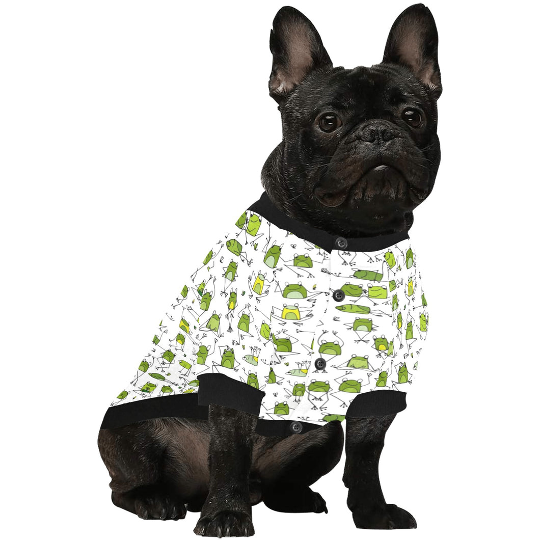 Sketch funny frog pattern All Over Print Pet Dog Round Neck Fuzzy Shirt