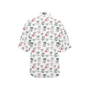 English Bulldog Pattern Print Design 03 Women's All Over Print Hawaiian Shirt
