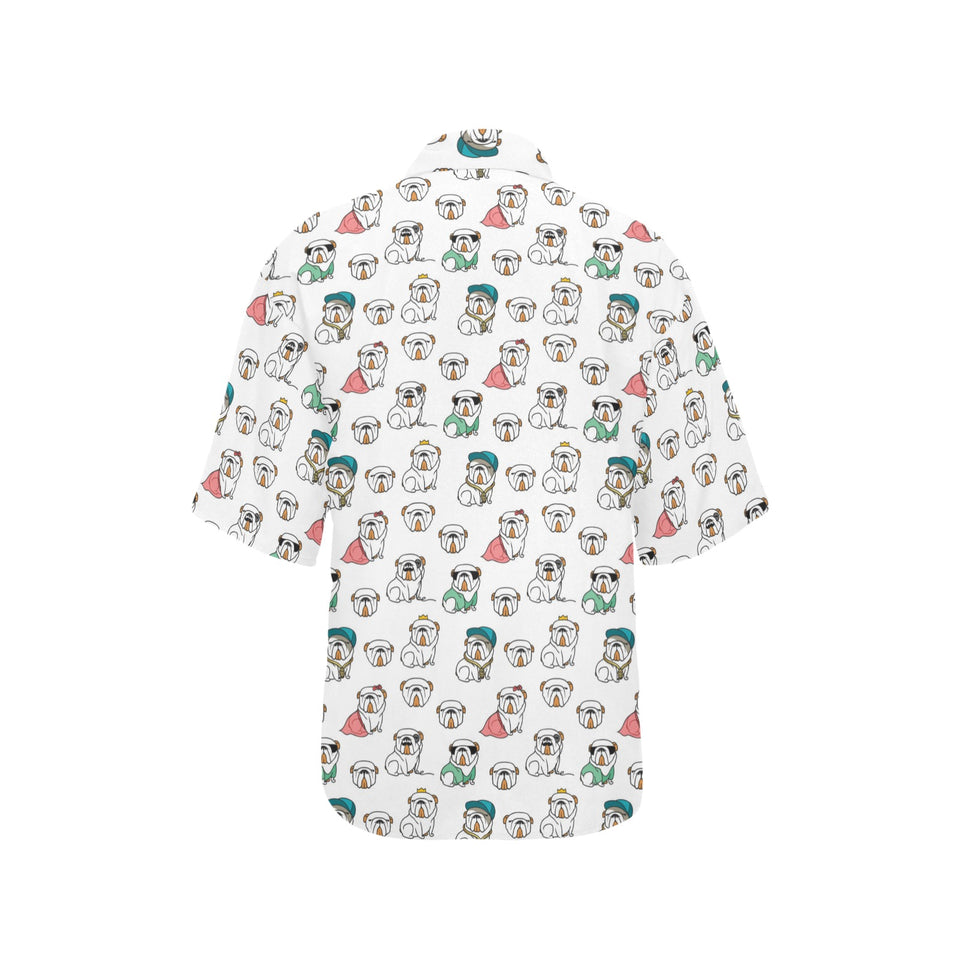 English Bulldog Pattern Print Design 03 Women's All Over Print Hawaiian Shirt