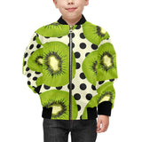 kiwi black dot background Kids' Boys' Girls' Bomber Jacket