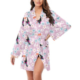 Beautiful toucan flower leaves Women's Long Sleeve Belted Night Robe