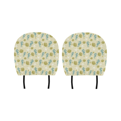 Seahorse shell starfish pattern background Car Headrest Cover