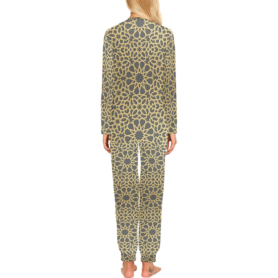 arabic star gold pattern Women's All Over Print Pajama Set
