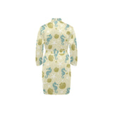 Seahorse shell starfish pattern background Men's Long Sleeve Belted Night Robe