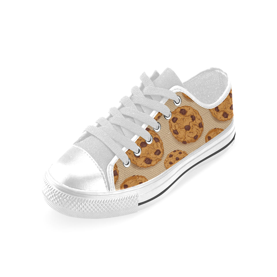 Cookie pattern Men's Low Top Canvas Shoes White