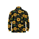 sunflower golden polygonal shapes Men's Long Sleeve Polo Shirt