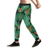 heliconia flower palm monstera leaves black backgr Unisex Casual Sweatpants