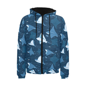 Stingray Pattern Print Design 04 Men's Padded Hooded Jacket