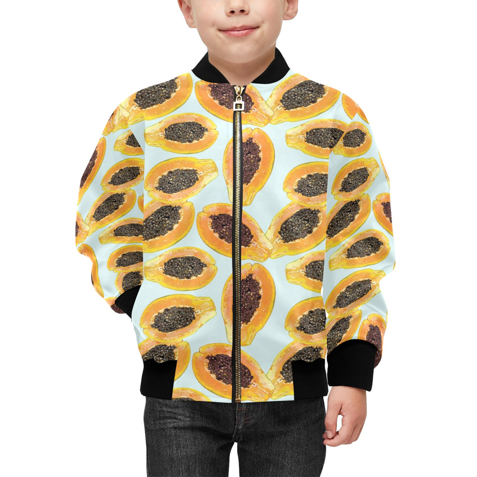 Watercolor papaya pattern Kids' Boys' Girls' Bomber Jacket