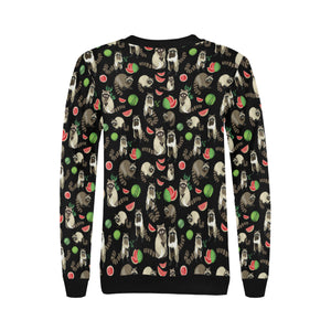 Raccoon watermelon pattern Women's Crew Neck Sweatshirt