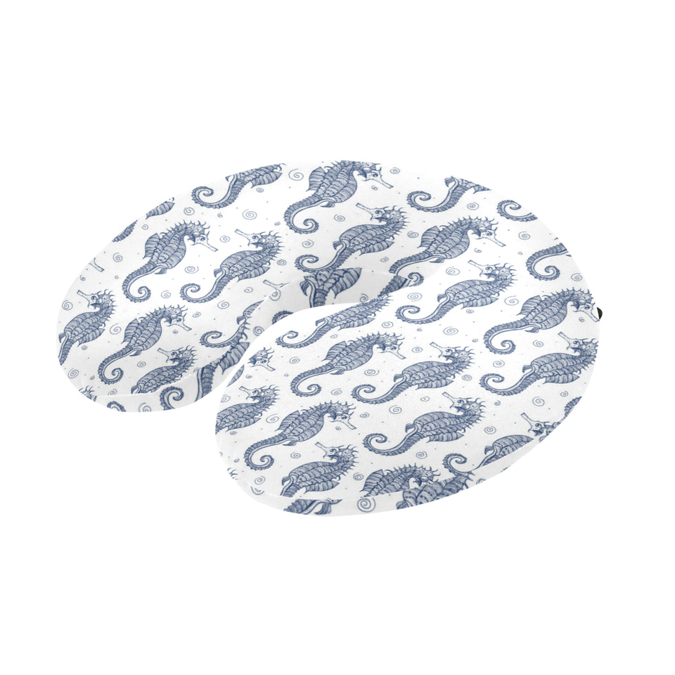 Seahorse pattern background U-Shaped Travel Neck Pillow