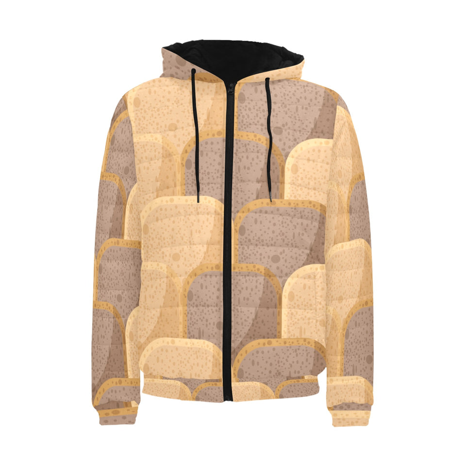 Bread Toast Pattern Print Design 04 Men's Padded Hooded Jacket