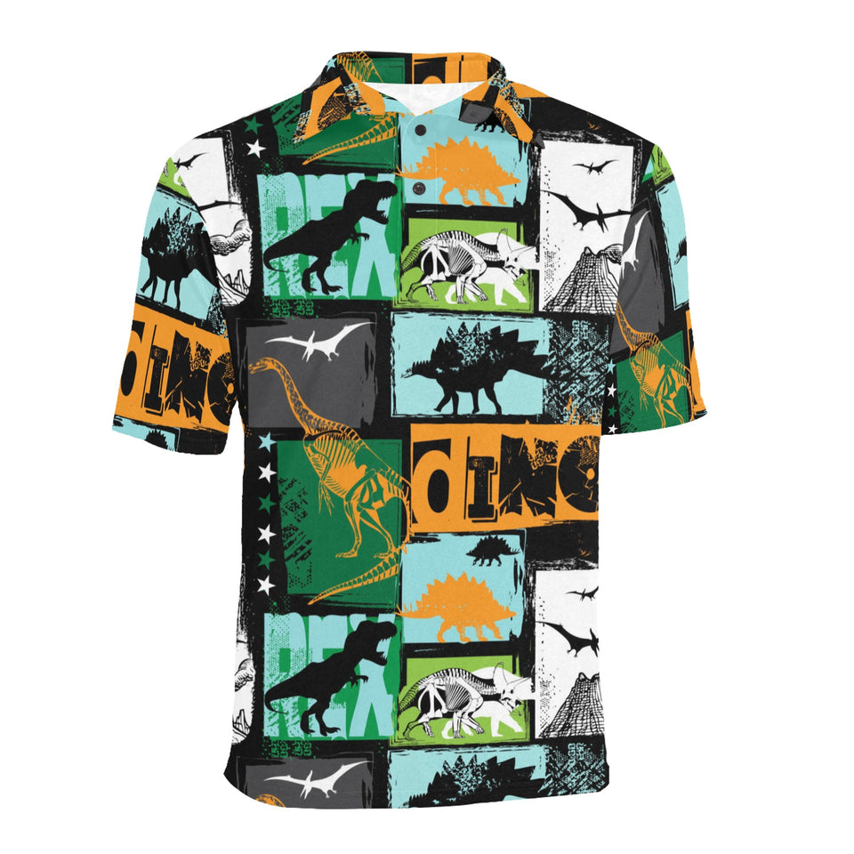 dinosaurs print pattern Men's All Over Print Polo Shirt
