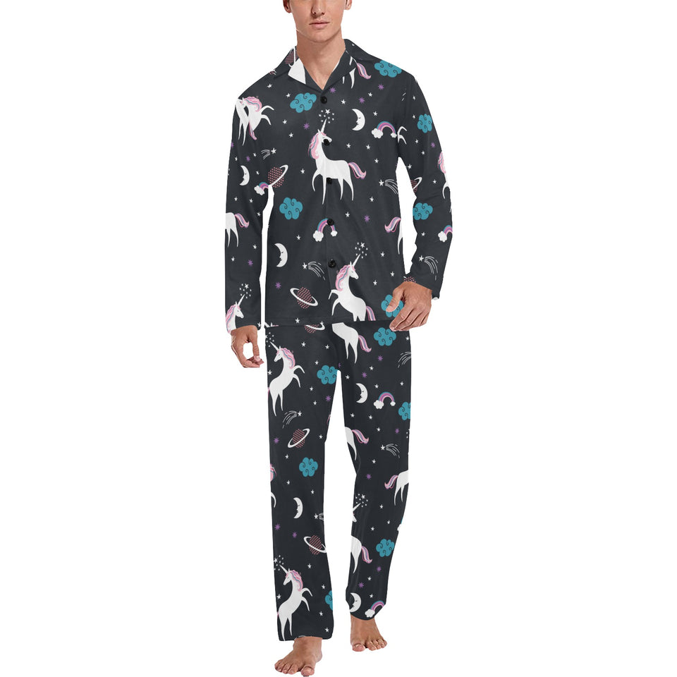 unicorn rainbows moon clound star pattern Men's Long Pajama Set