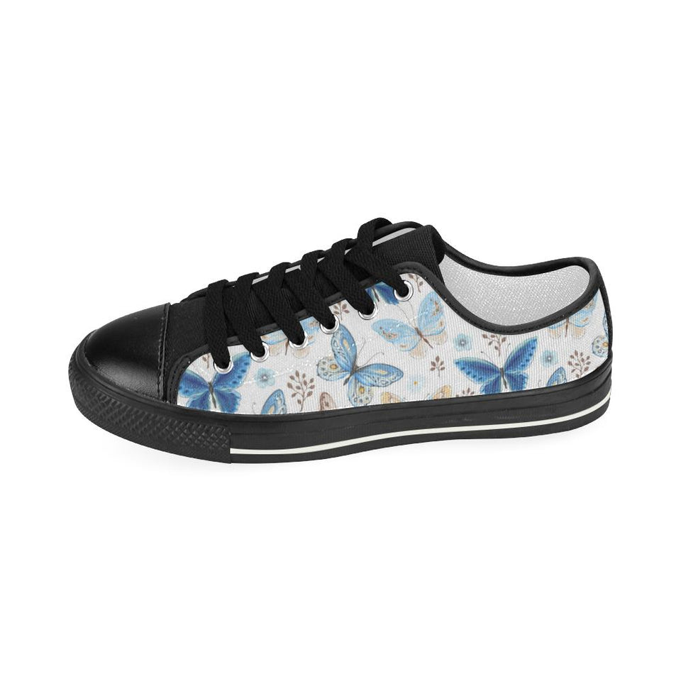 blue butterfly pattern Kids' Boys' Girls' Low Top Canvas Shoes Black Fulfilled In US