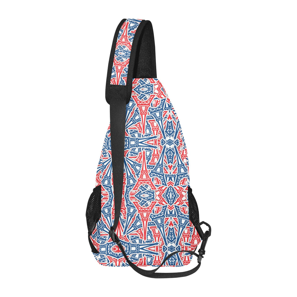 Blue Red Eiffel Tower Pattern Print Design 02 All Over Print Chest Bag