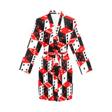 Dice Pattern Print Design 02 Women's Long Sleeve Belted Night Robe