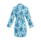 Hibiscus Pattern Print Design 03 Women's Long Sleeve Belted Night Robe