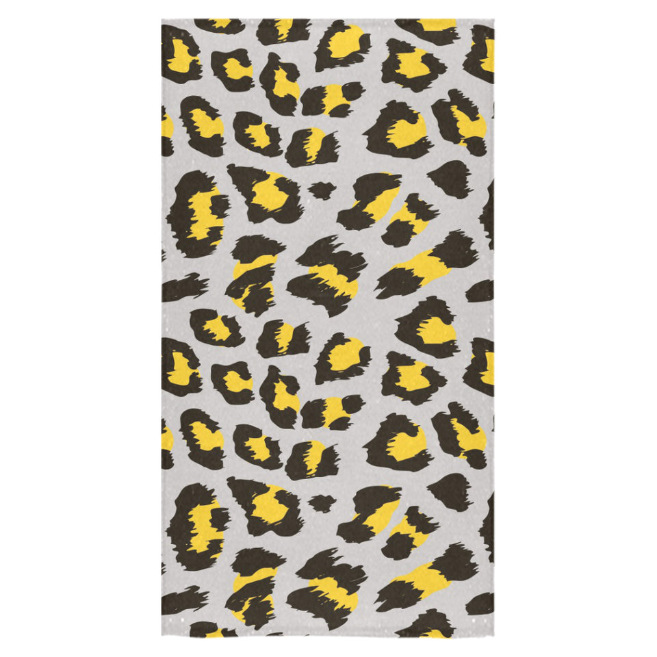 Gray Leopard print pattern Bath Towel