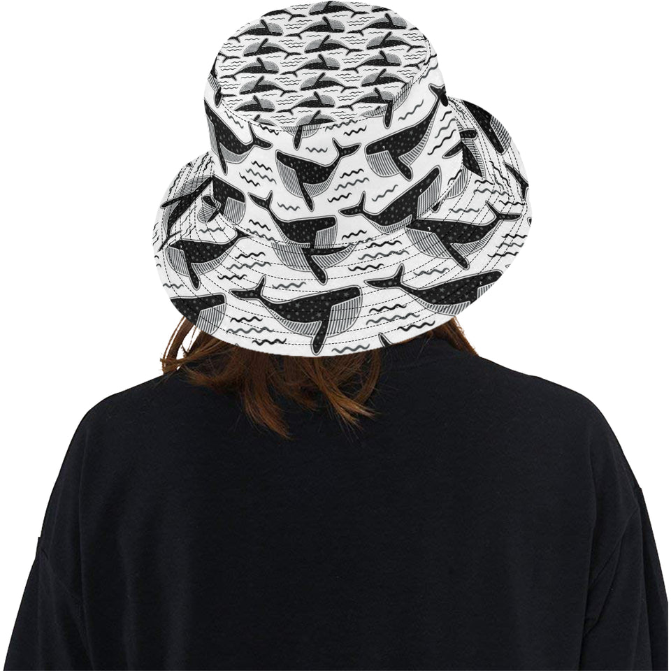 Black whale pattern Unisex Bucket Hat