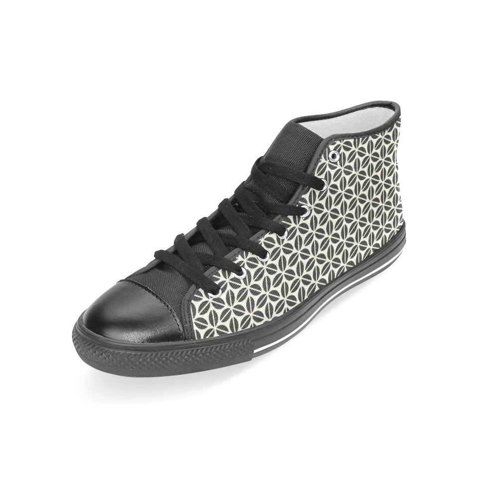 Coffee bean abstract modern pattern Women's High Top Canvas Shoes Black