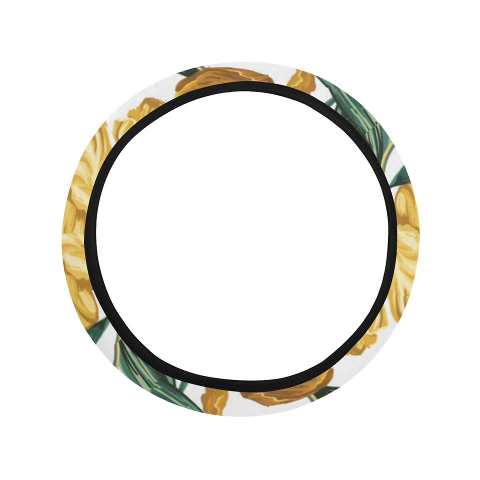 yellow tulips pattern Car Steering Wheel Cover