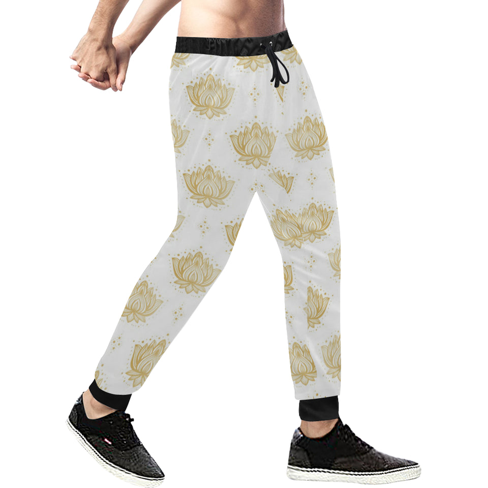Gold Ornamental lotue waterlily symbol pattern Unisex Casual Sweatpants