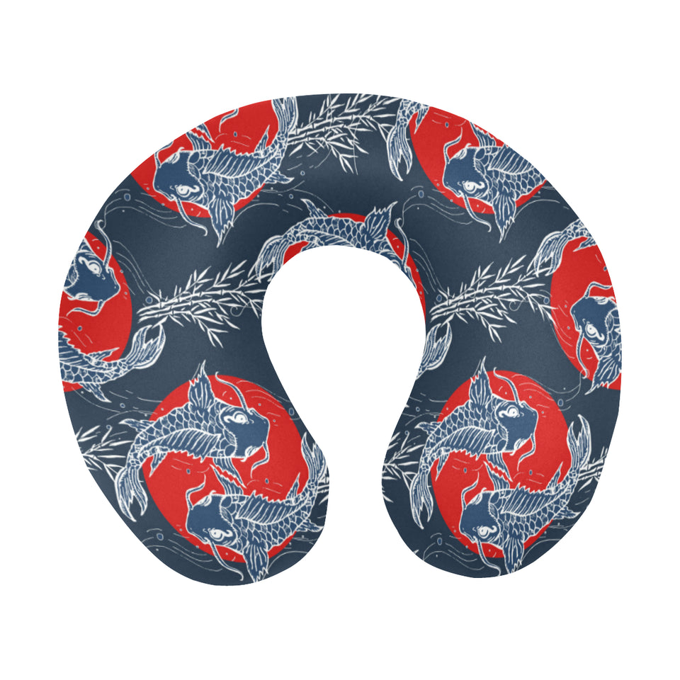 Koi Fish Carp Fishs hand drawn japanese art U-Shaped Travel Neck Pillow