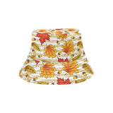 Maple leaf oak leaf acorns beige striped backgroun Unisex Bucket Hat