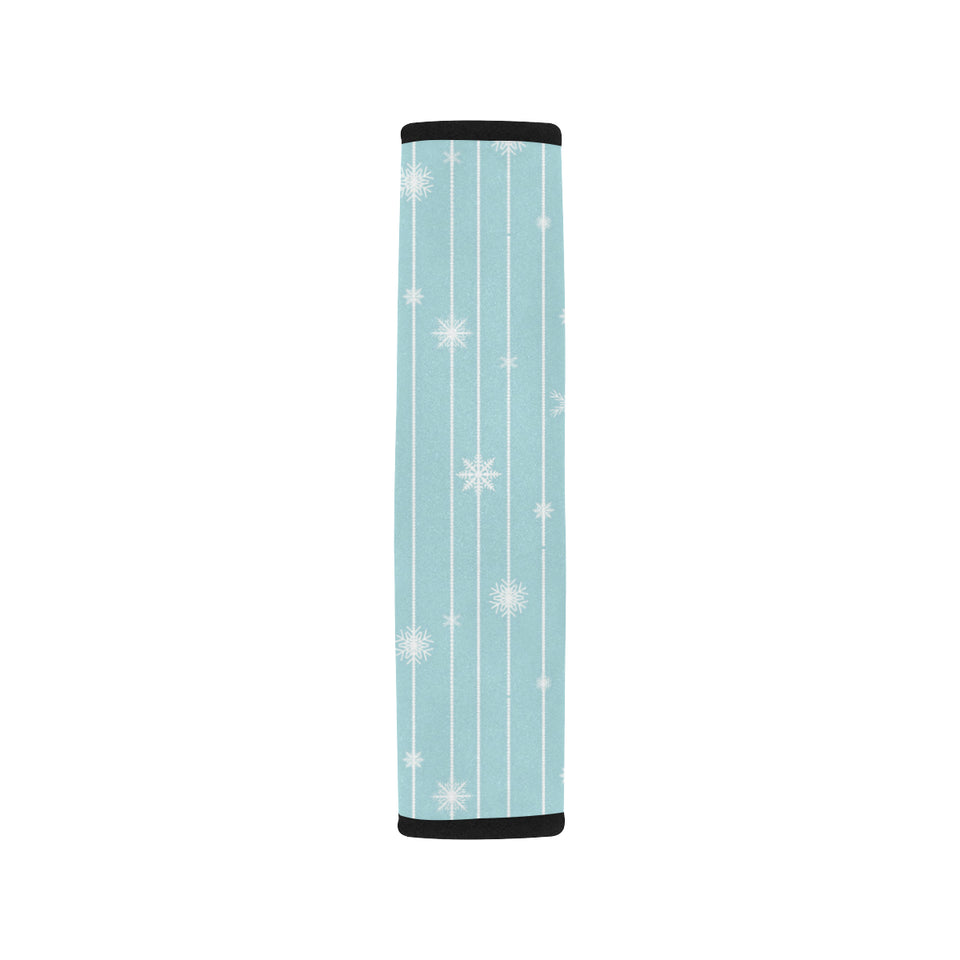 Snowflake pattern blue stripe background Car Seat Belt Cover