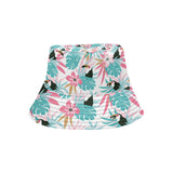 Toucan tropical flower leave pattern Unisex Bucket Hat