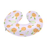 cute onions smiling faces purple background U-Shaped Travel Neck Pillow