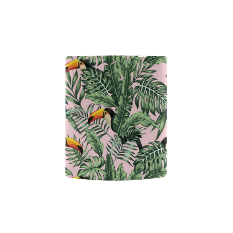 Toucan tropical green jungle palm pattern Morphing Mug Heat Changing Mug