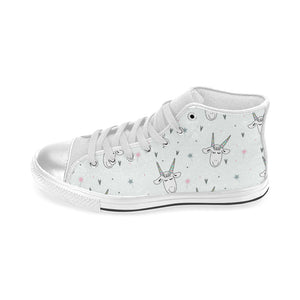 Cute goat design pattern Women's High Top Canvas Shoes White
