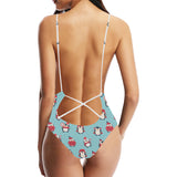 Cute penguin christmas  design pattern Women's One-Piece Swimsuit