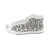 Leopard skin print pattern Men's High Top Canvas Shoes White