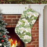 White orchid flower tropical leaves pattern Christmas Stocking
