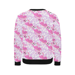 Pink flamingo flower pattern Men's Crew Neck Sweatshirt