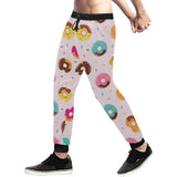 Donut pattern glaze pink background Unisex Casual Sweatpants