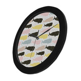 Whale dot pattern Elegant Black Wall Clock