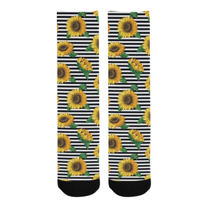 sunflowers ribbon background Crew Socks