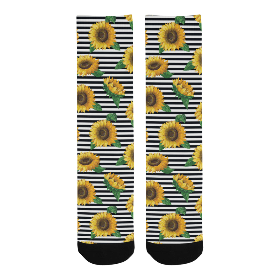 sunflowers ribbon background Crew Socks