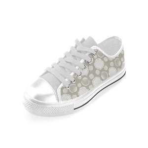 Scallop shell pattern Men's Low Top Shoes White