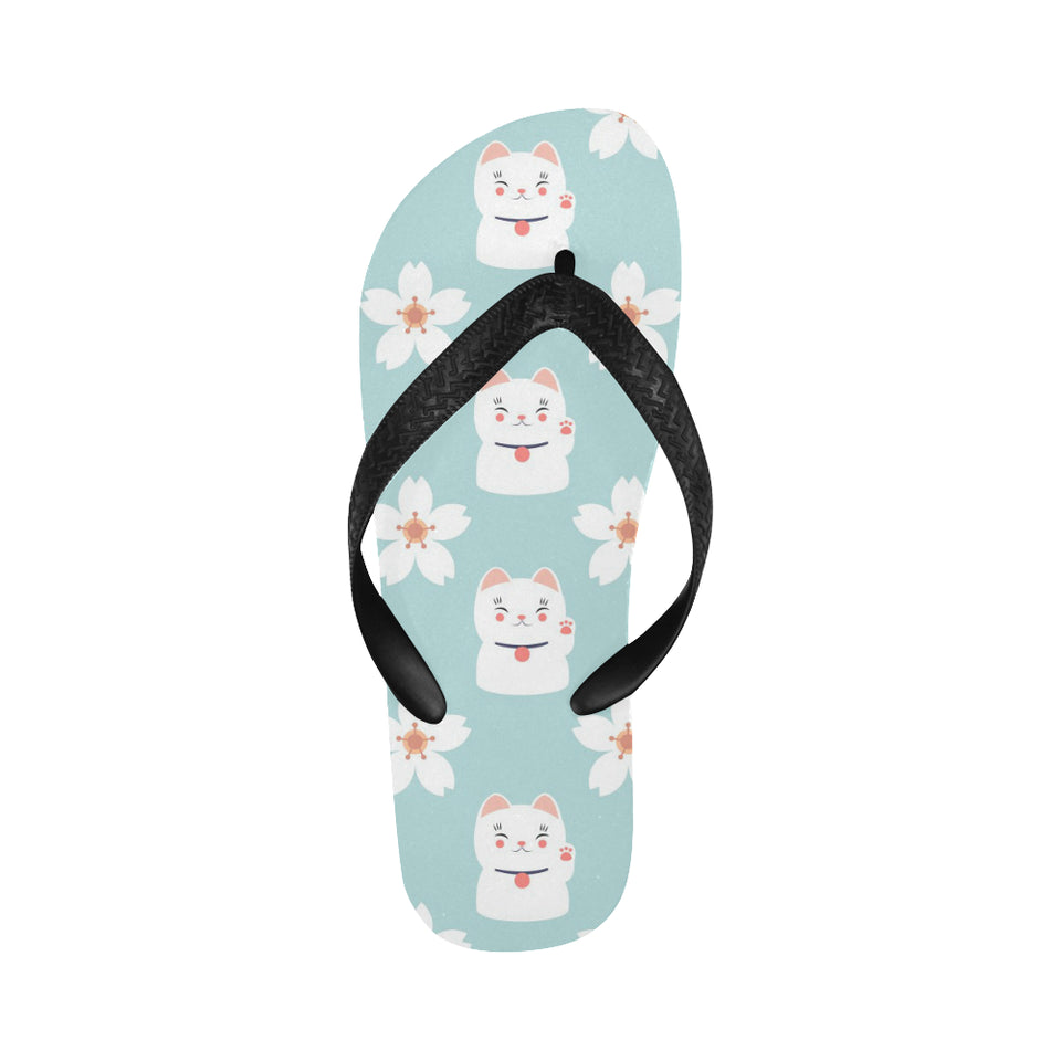 Maneki neko cat sakura Unisex Flip Flops