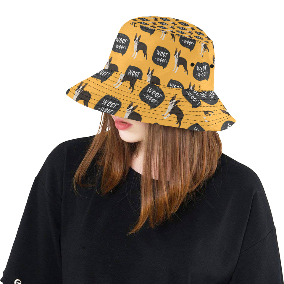 Boston terrier design pattern Unisex Bucket Hat