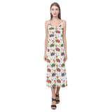 Corgi Christmas Pattern V-Neck Open Fork Long Dress