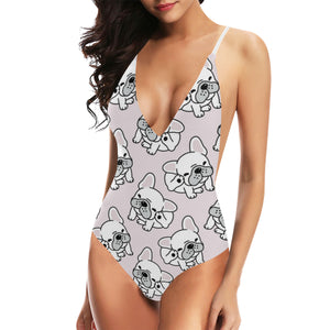 Cute french bulldog pattern Women's One-Piece Swimsuit