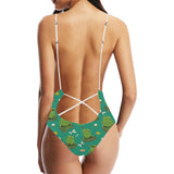 Cute frog dragonfly design pattern Women's One-Piece Swimsuit