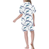 Dolphins pattern dotted background Kids' Boys' Girls' V-Neck Short Pajama Set